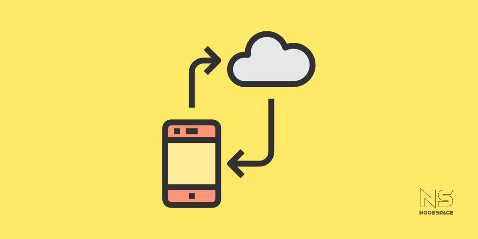 An illustration of a cloud and a smartphone in sync