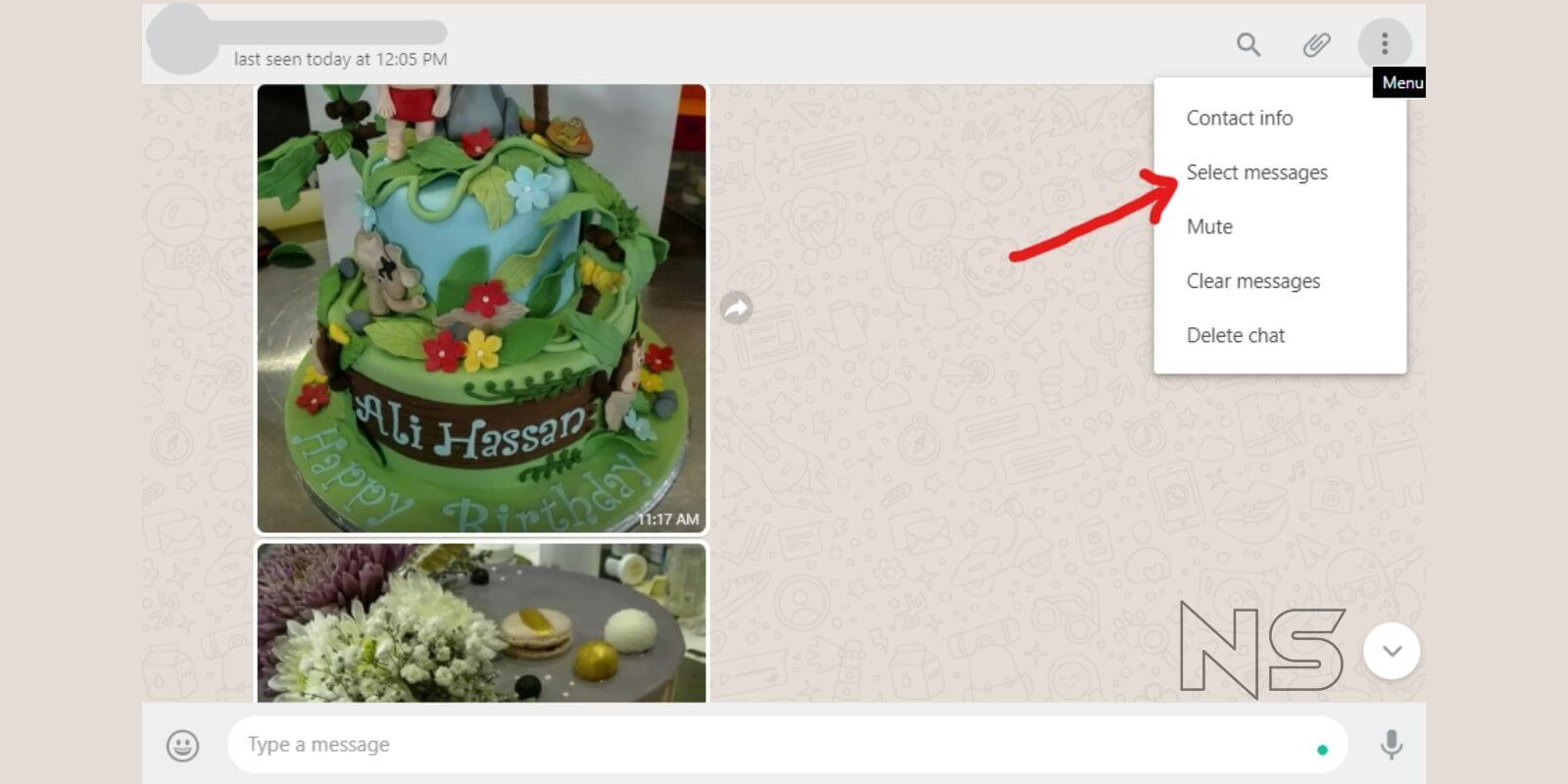 select messages option in WhatsApp web to download multiple files