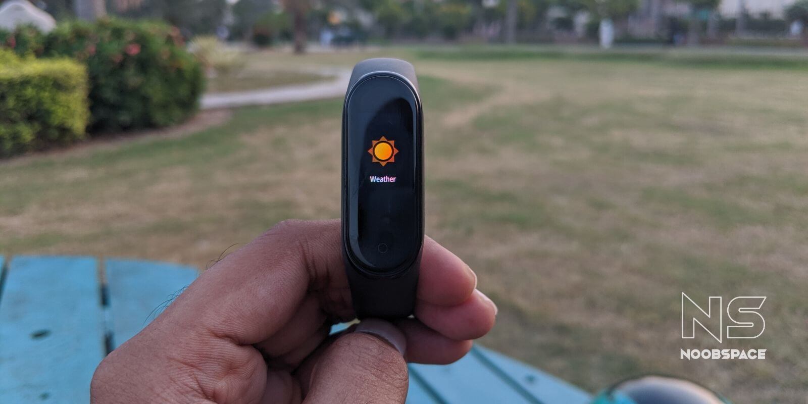Weather app on Mi Band 4 in daylight