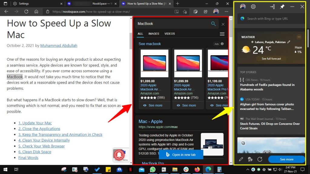 Edge bar vs. Bing sidebar in Windows OS