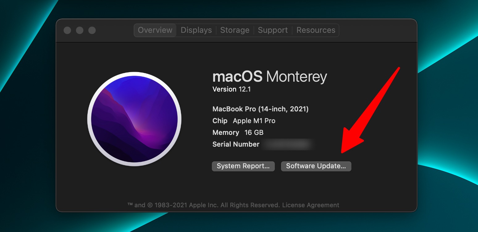 macOS software update available