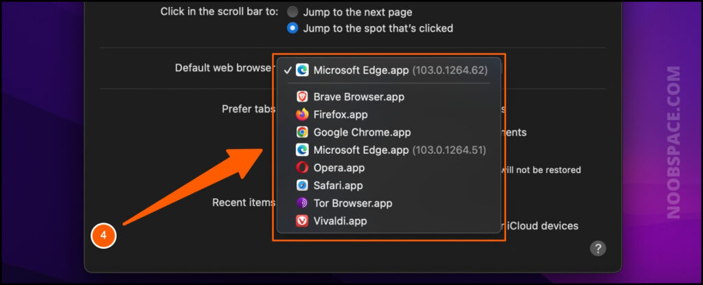 Change default web browser and select your favorite browser in macOS