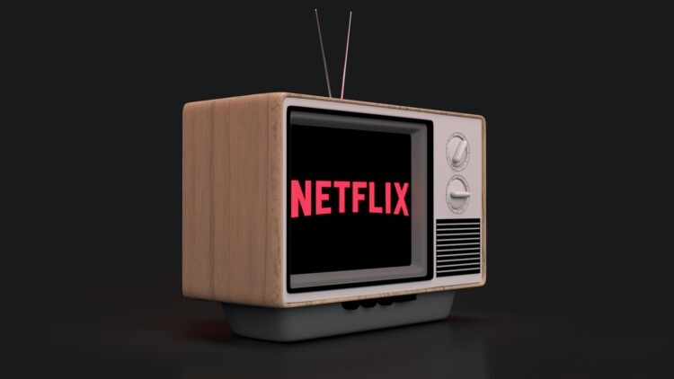 A guide to cancel Netflix account, showing Netflix logo in a classic television set