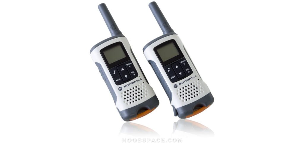 A photo of two Motorola walkie talkies showing who uses walkie talkies