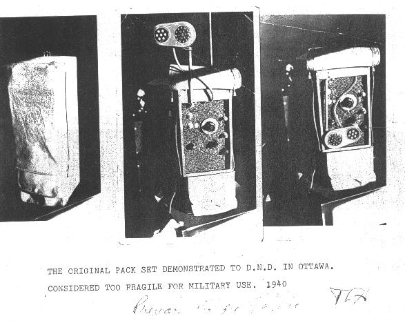 First photo of the oldest packset, later known as walkie-talkie, as first demonstrated to the army in 1940