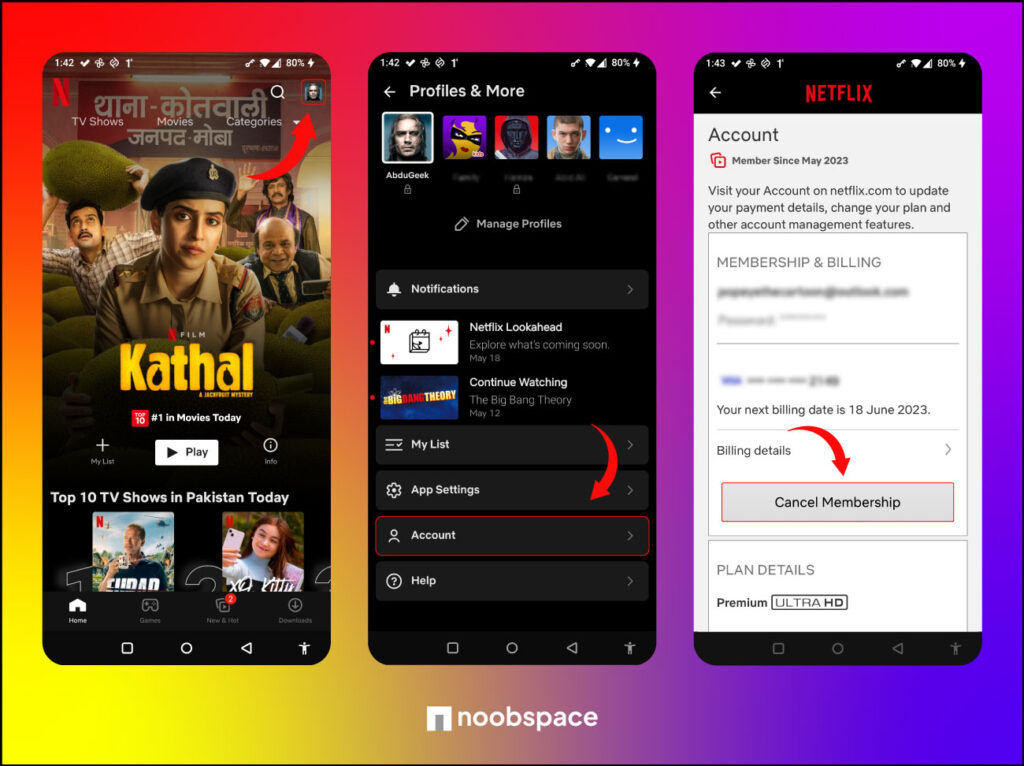 cancel netflix subscription on android 2023