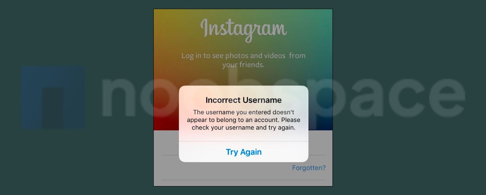 incorrect username instagram error pop up 2023