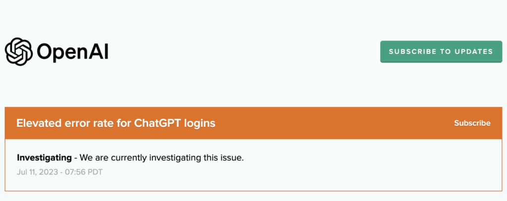ChatGPT login error today