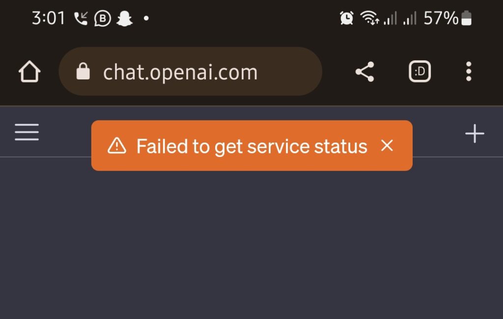 Failed to get service status error on ChatGPT