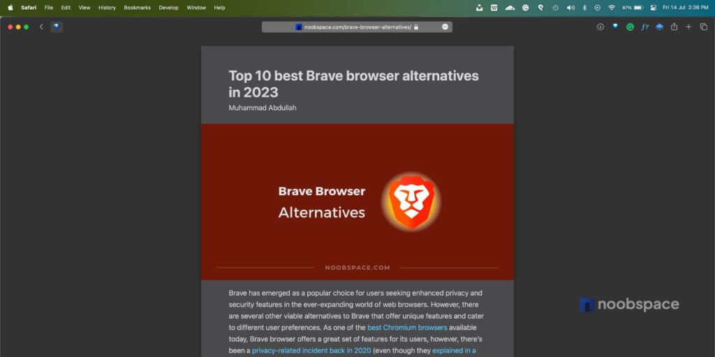 reader mode safari browser noobspace 2024