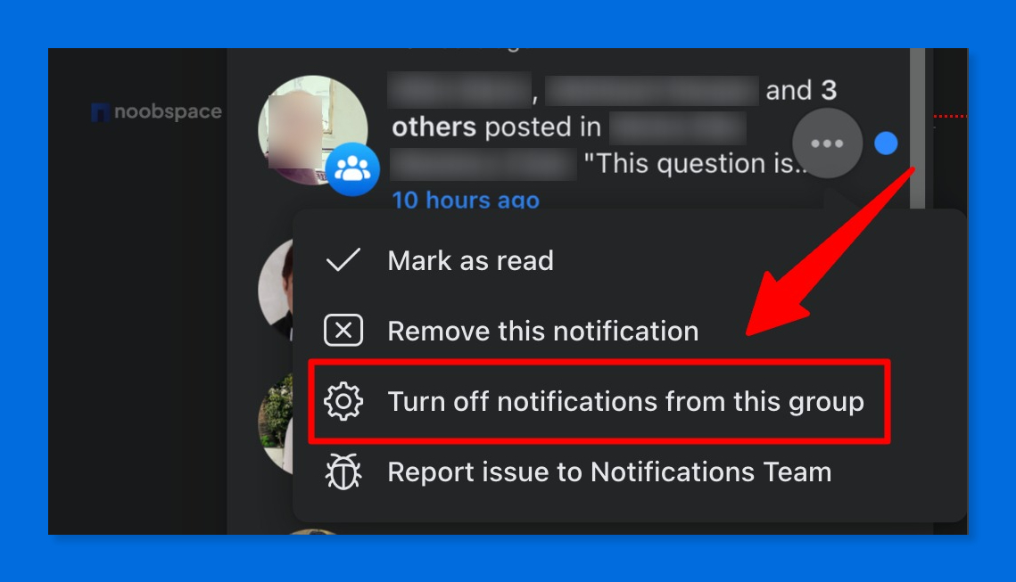Turn off Facebook group notifications