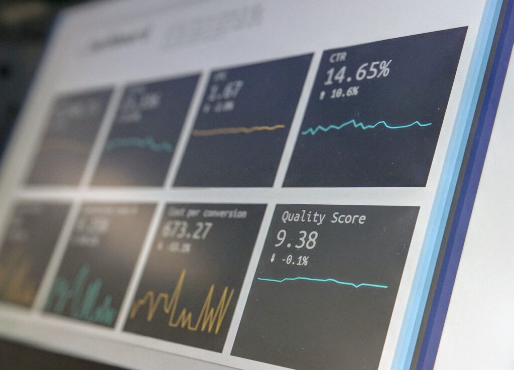 A dashboard showing SEO stats and analytics