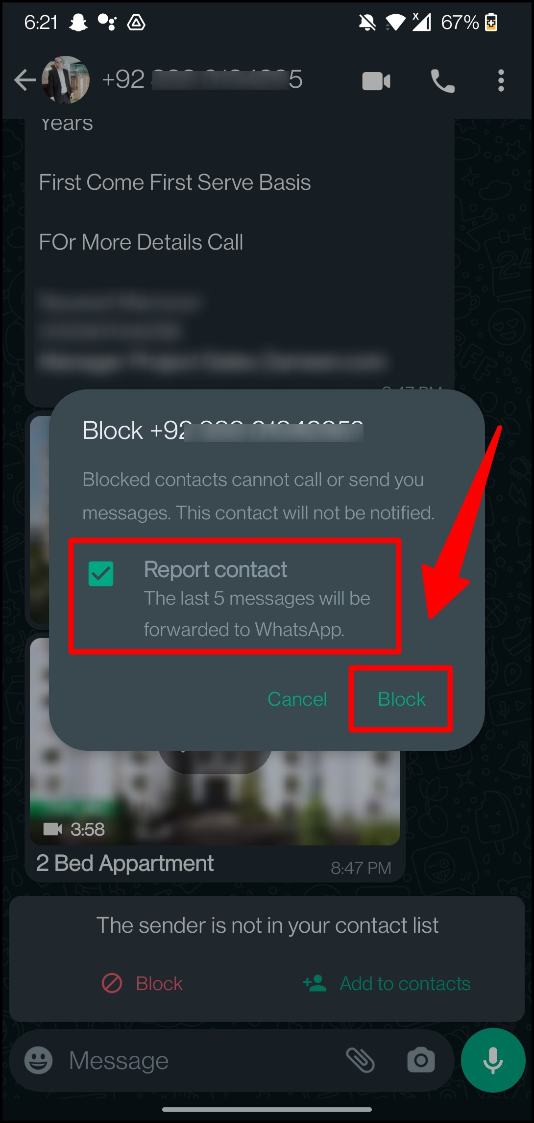 Block and report an unknown person on WhatsApp