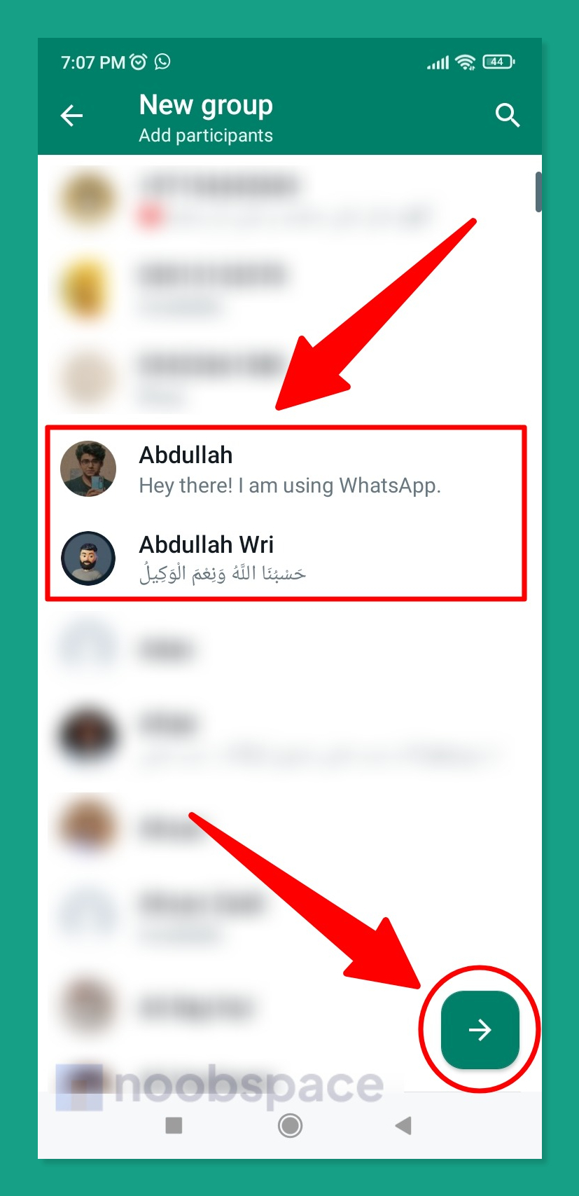 Adding participants in a WhatsApp group