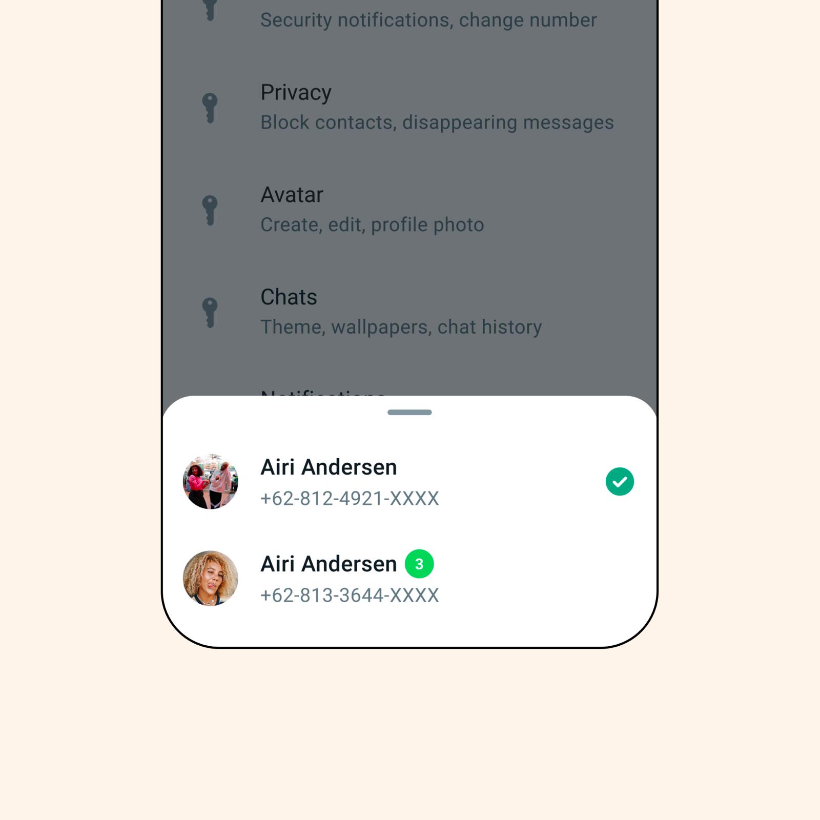 Setting up multiple accounts on WhatsApp for Android