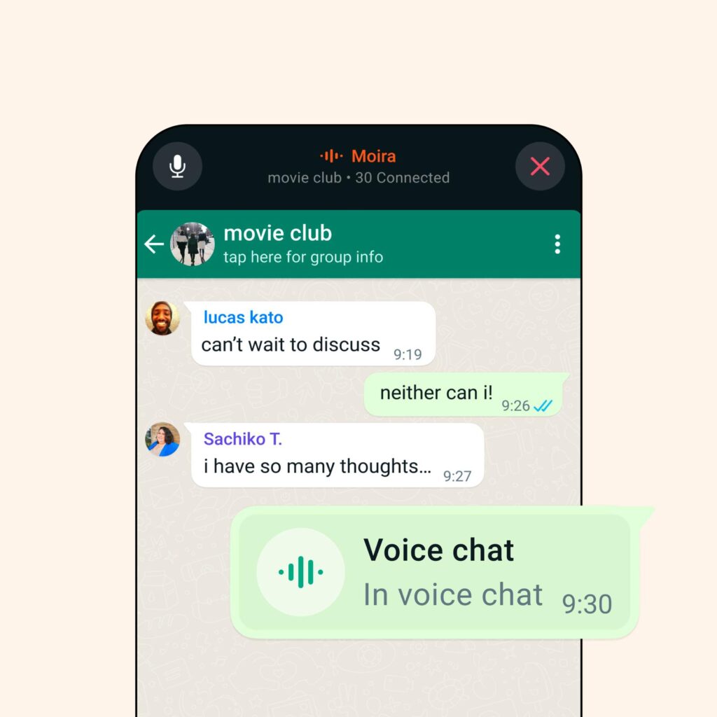 WhatsApp voice chat feature in a group