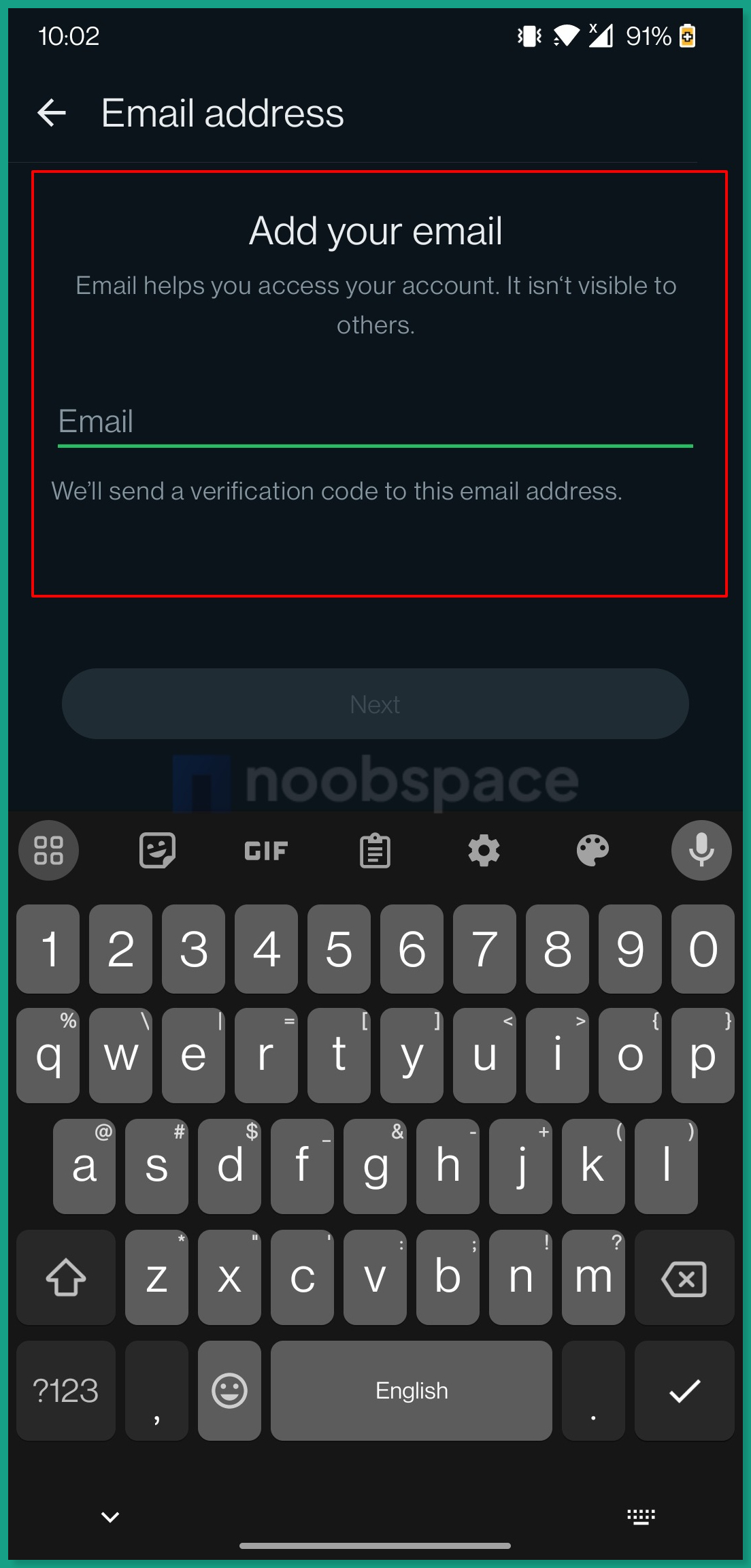 Adding an email address to WhatsApp