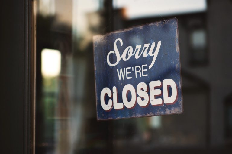 A photo of a small business closed door due to coronavirus outbreak