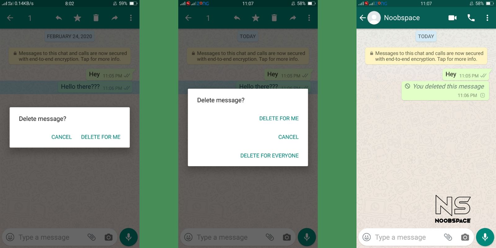 best trick to delete WhatsApp messages older than 7 minutes
