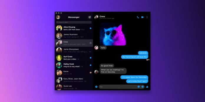download-facebook-messenger-desktop Fb Messenger on macOS desktop in dark mode