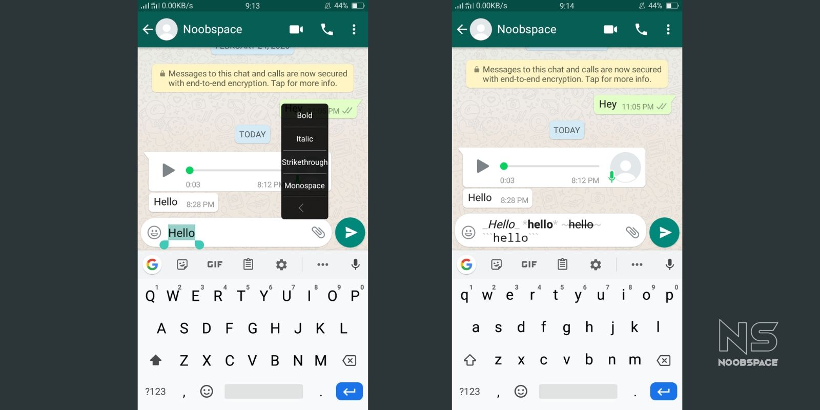 Use different styles and fonts in WhatsApp chatting
