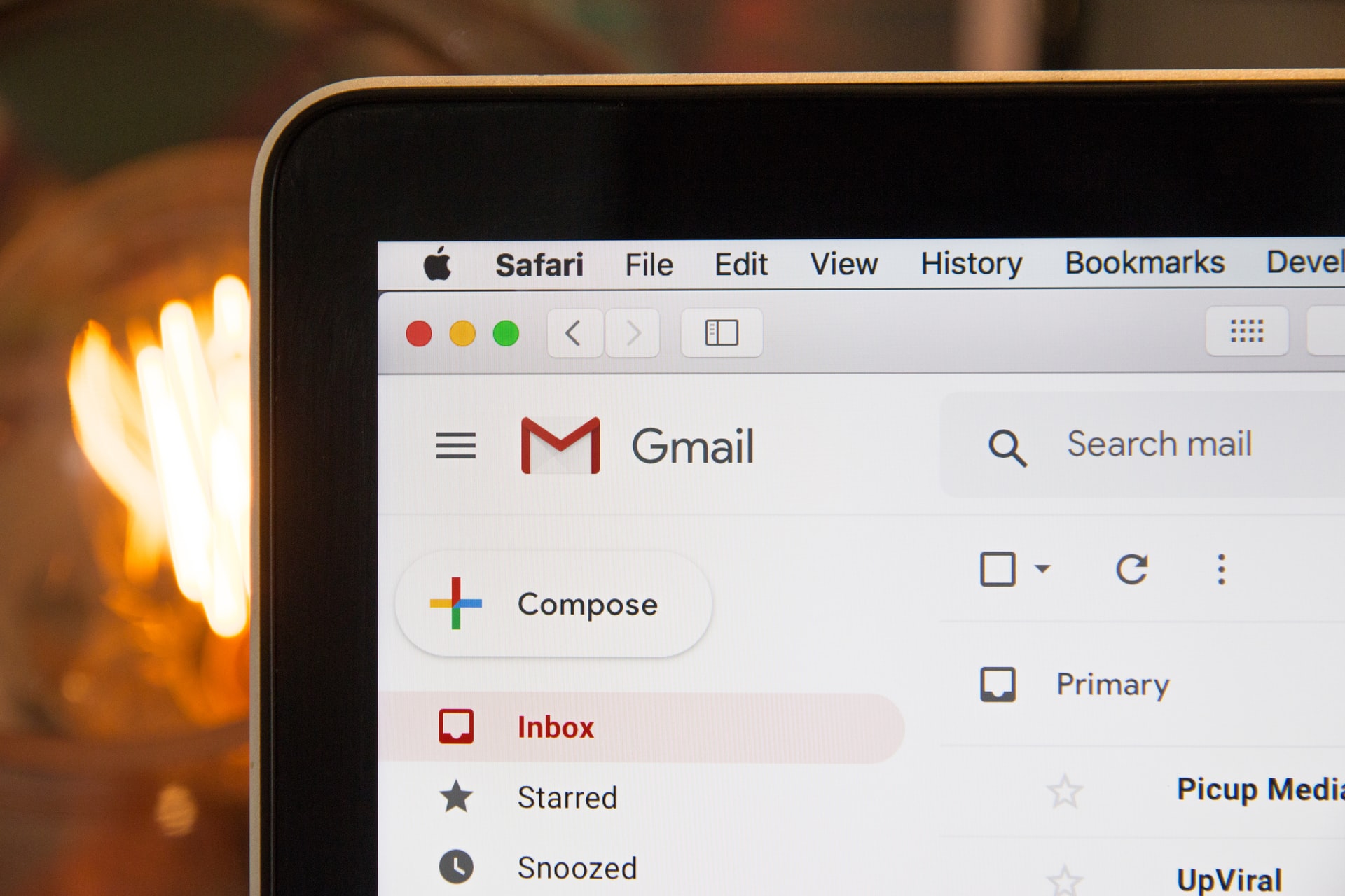 A photo of Gmail web open in Safari for macOS
