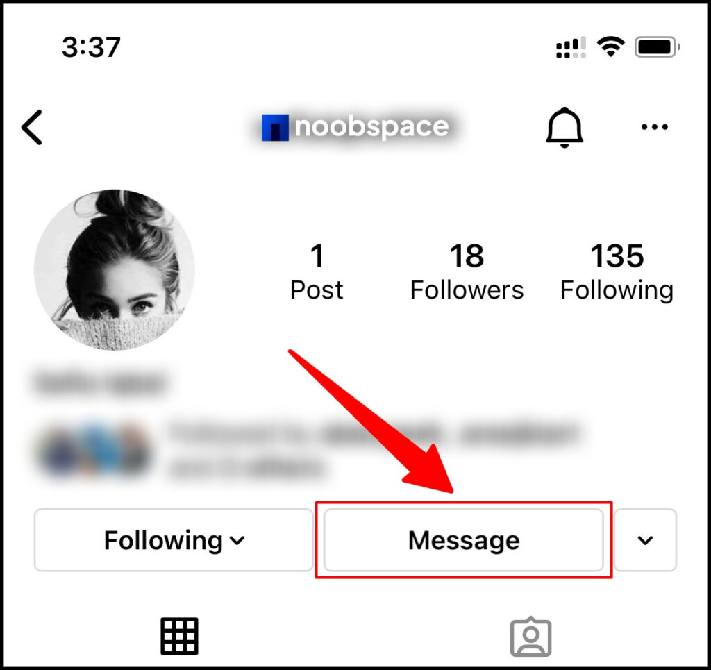 Message option in instagram