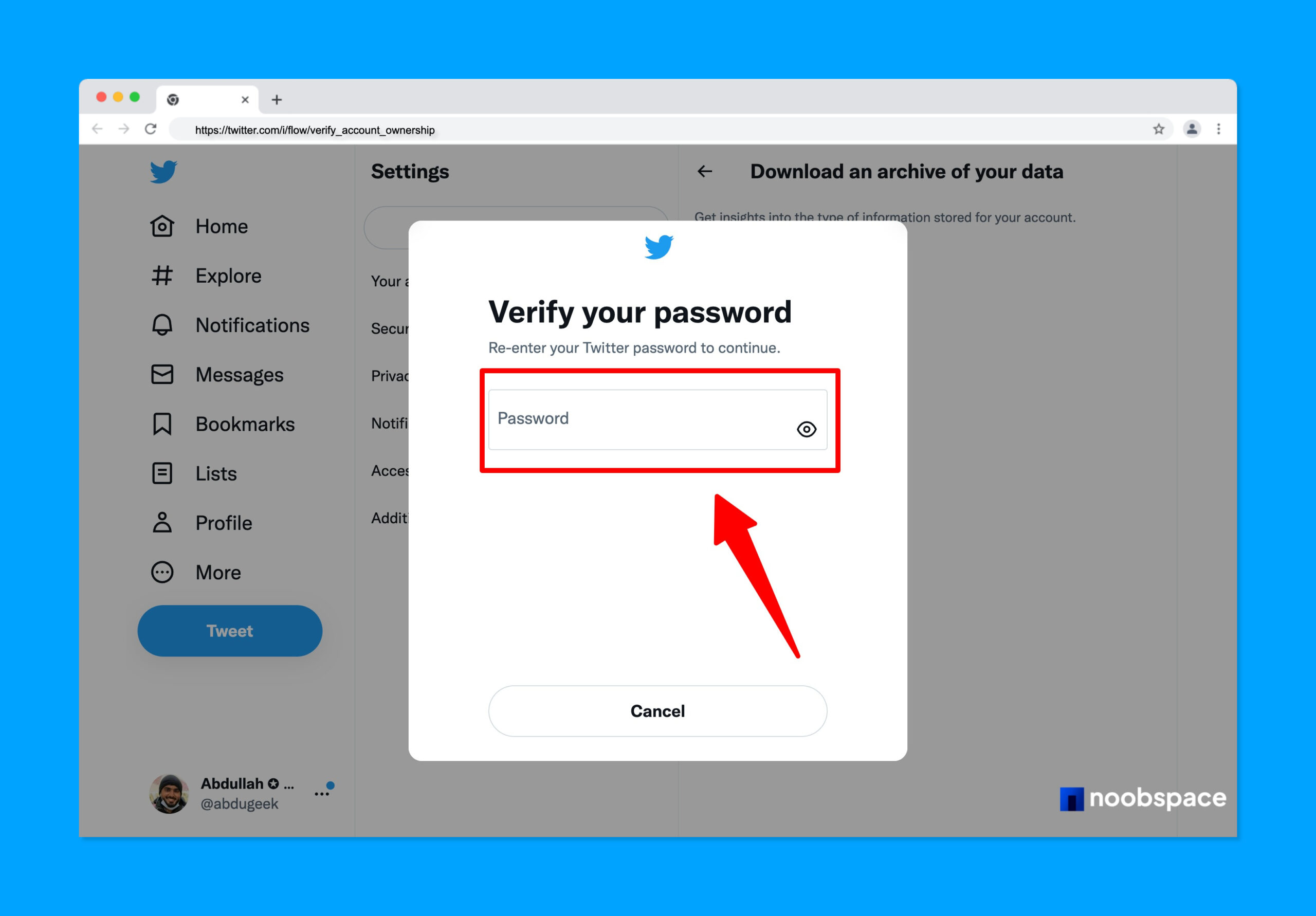 Enter password and choose verification method
