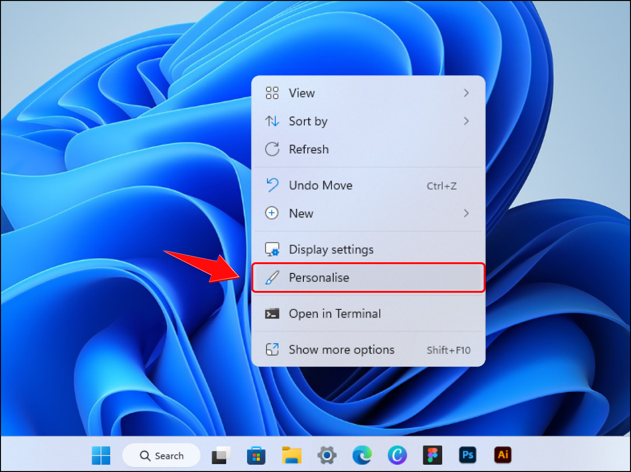 Click Personlaise to enable This PC icon in Windows 11 desktop